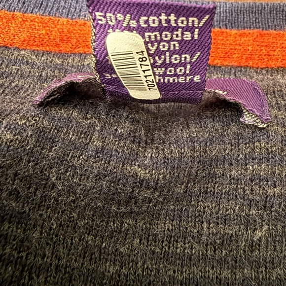 Allan Flusser V-Neck Sweater Men’s XL Navy Blue Gray Lined Cotton Blend Sweater - Picture 11 of 11